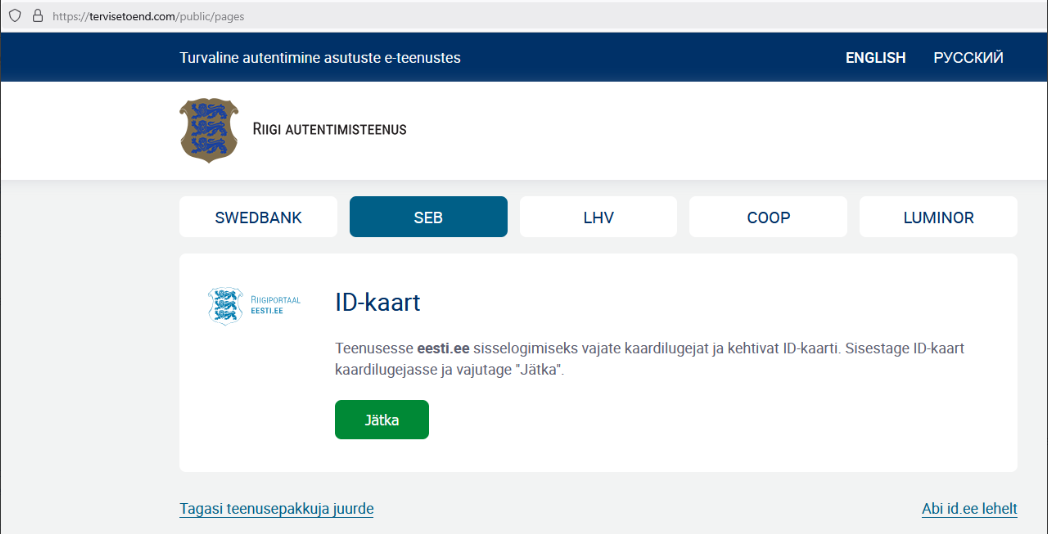 Ekraanikuva libalehelt tervisetoend com: sisselogimisvõimalused meenutavad Riigi autentimisteenust, kuid valikus on sisselogimine eri pankade  kaudu.