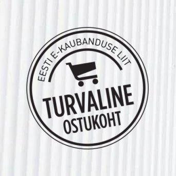 Ümmargune märgis ostukäru kujutise ja tekstiga "Turvaline ostukoht"